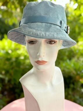 Coach Light Blue suede leather Bucket Hat